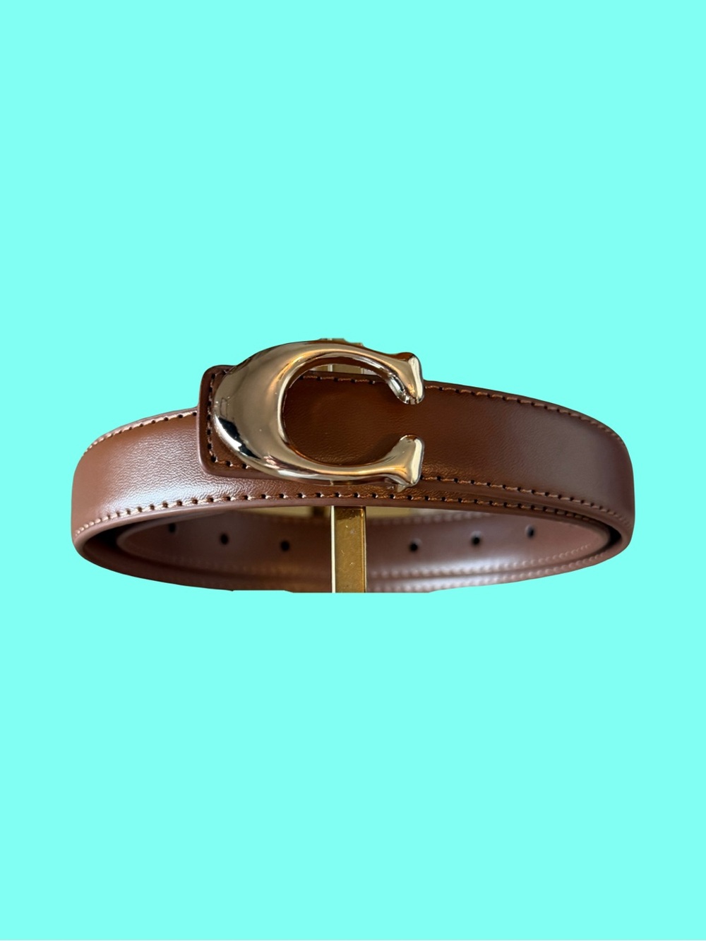 Brown  Belt with Gold 'C' Buckle Accent. Very durable & well made. Size- 97cm